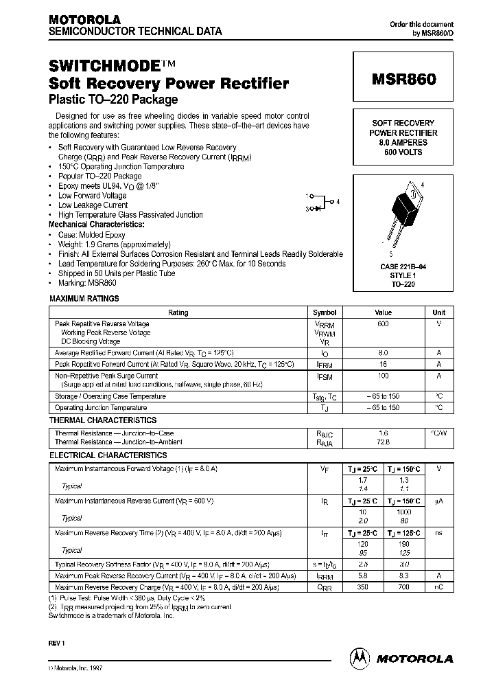 MSR860D_446420.PDF Datasheet