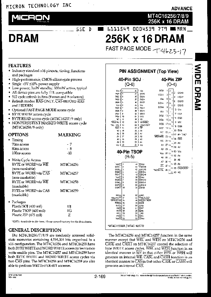 MT4C16256_486661.PDF Datasheet