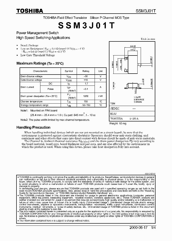 SSM3J01T_445814.PDF Datasheet