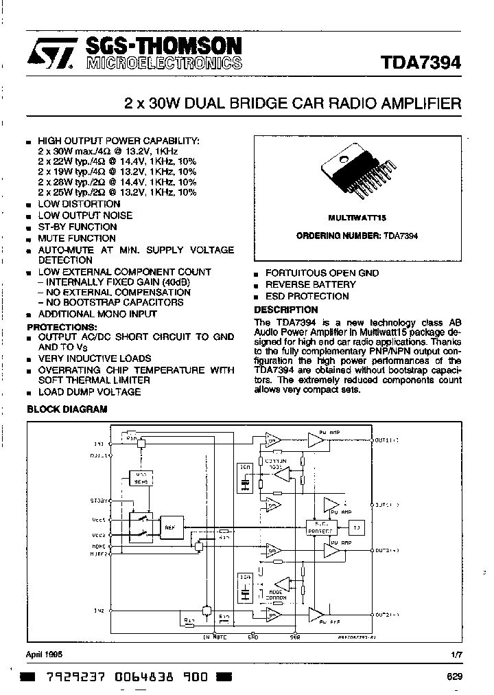 TDA7394_438436.PDF Datasheet