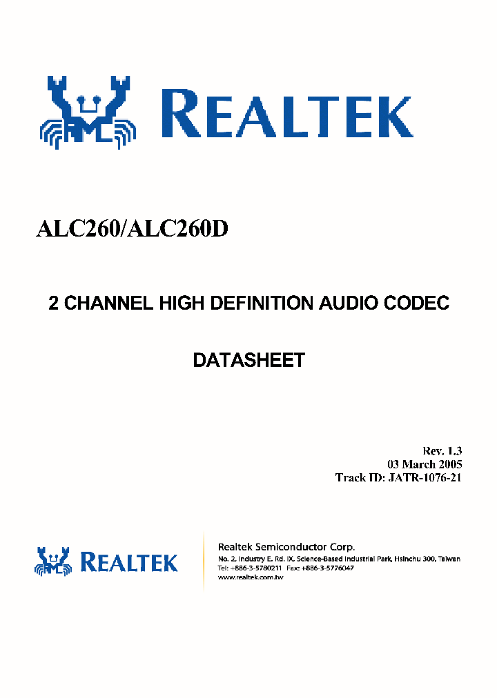 ALC260_541333.PDF Datasheet