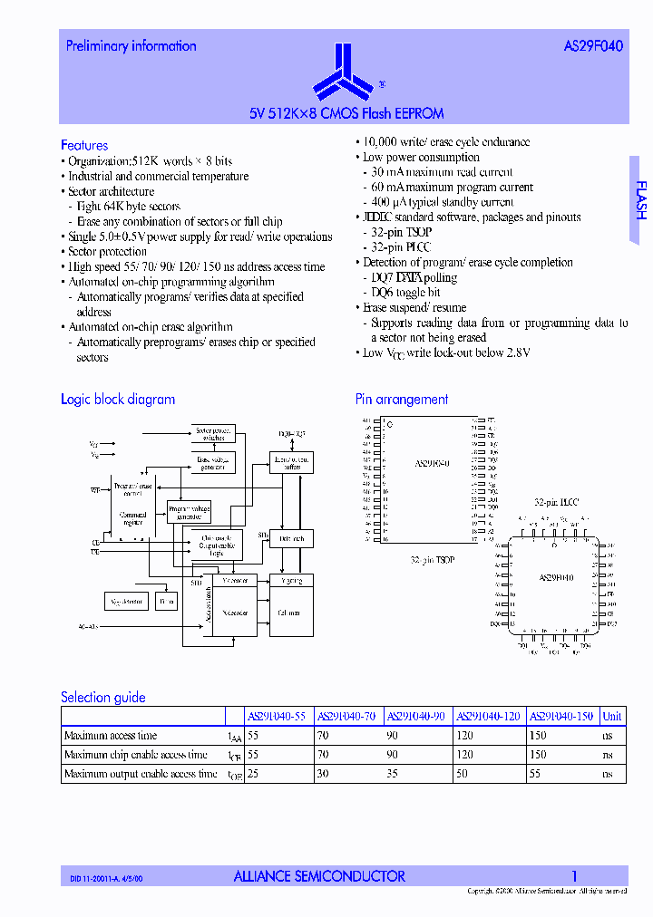 AS29F040_526306.PDF Datasheet