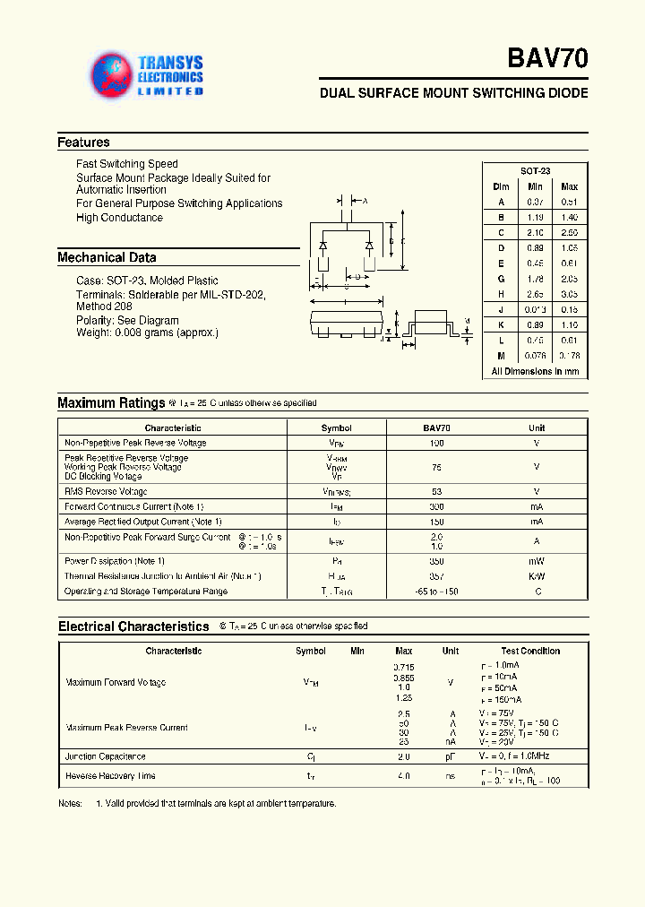 BAV70_546385.PDF Datasheet