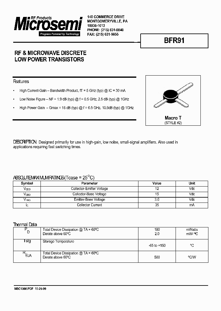 BFR91_542811.PDF Datasheet