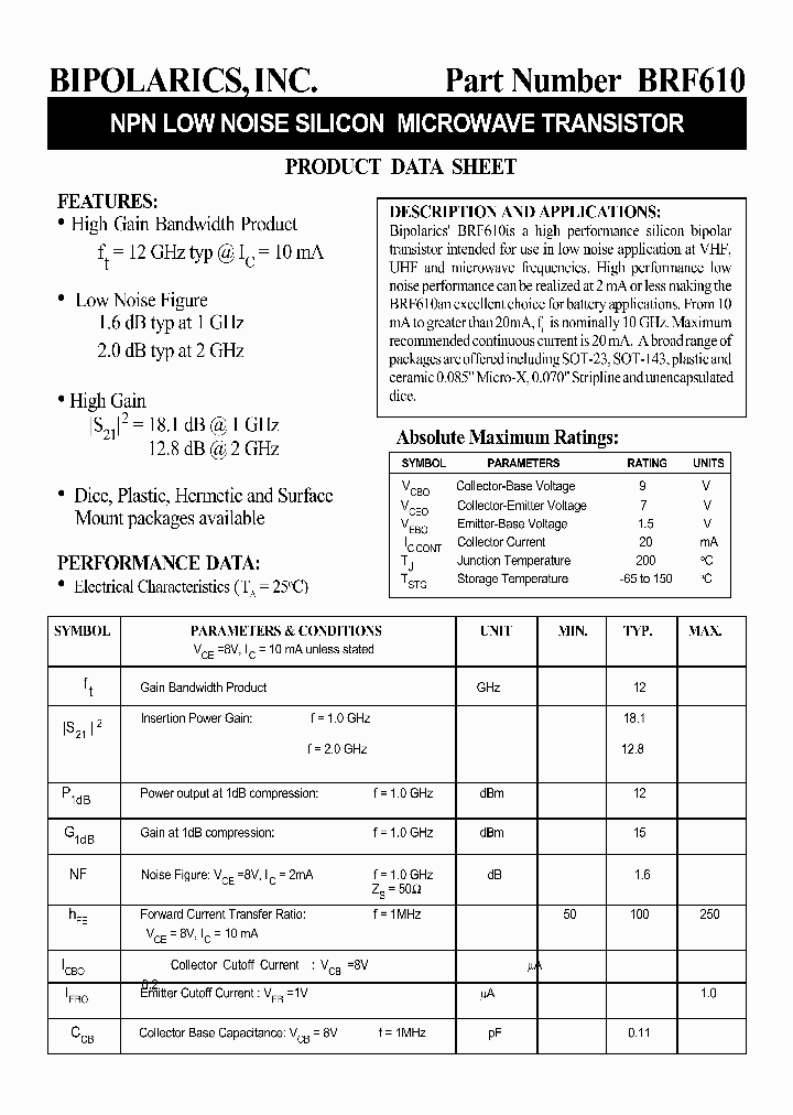 BRF610_533887.PDF Datasheet