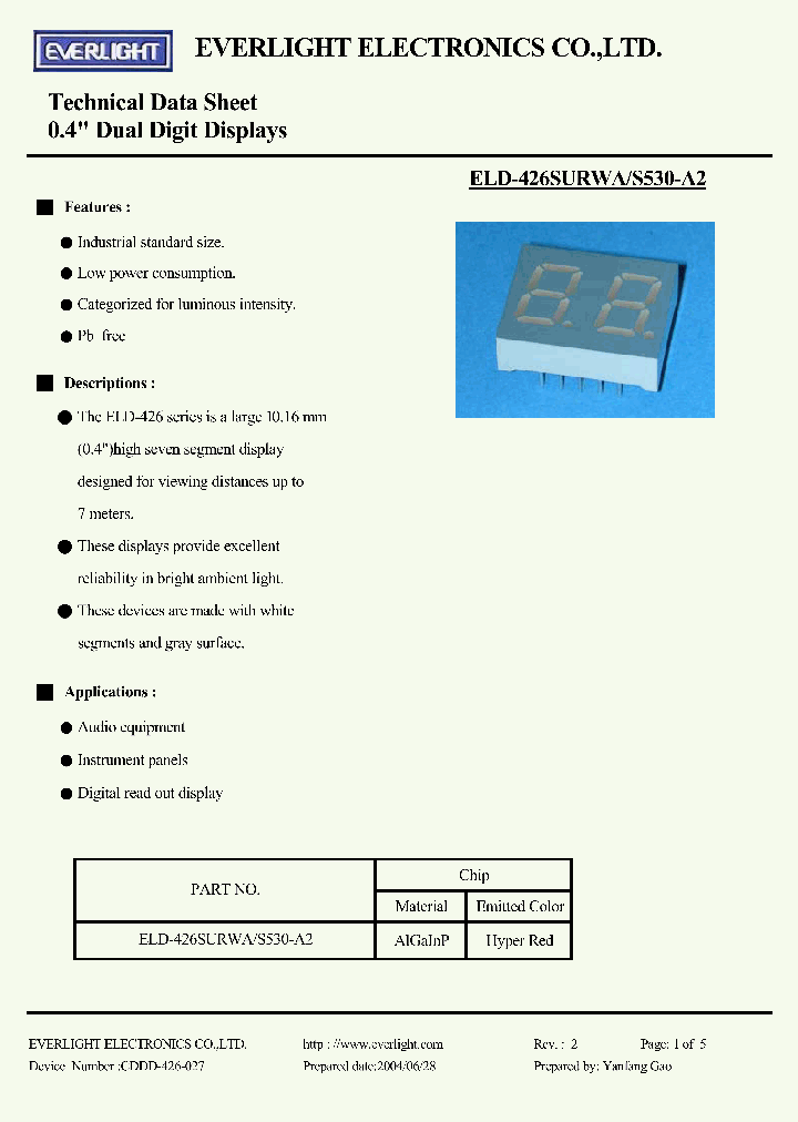 ELD426SURWA_503888.PDF Datasheet