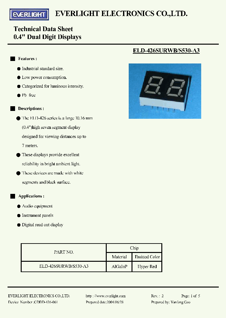 ELD426SURWB_503890.PDF Datasheet