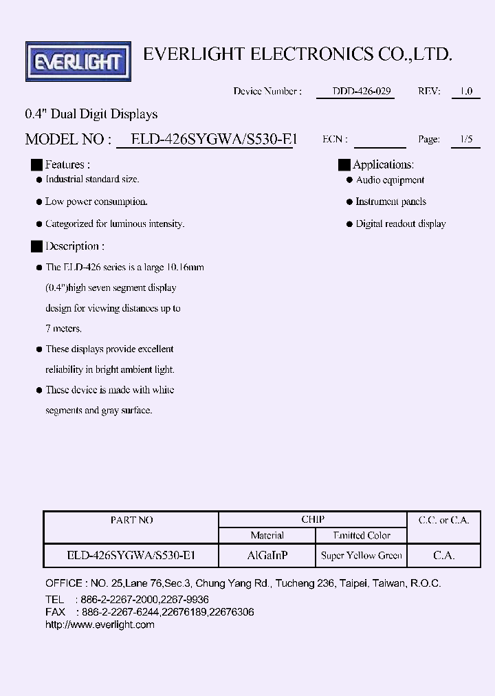 ELD426SYGWA_503892.PDF Datasheet