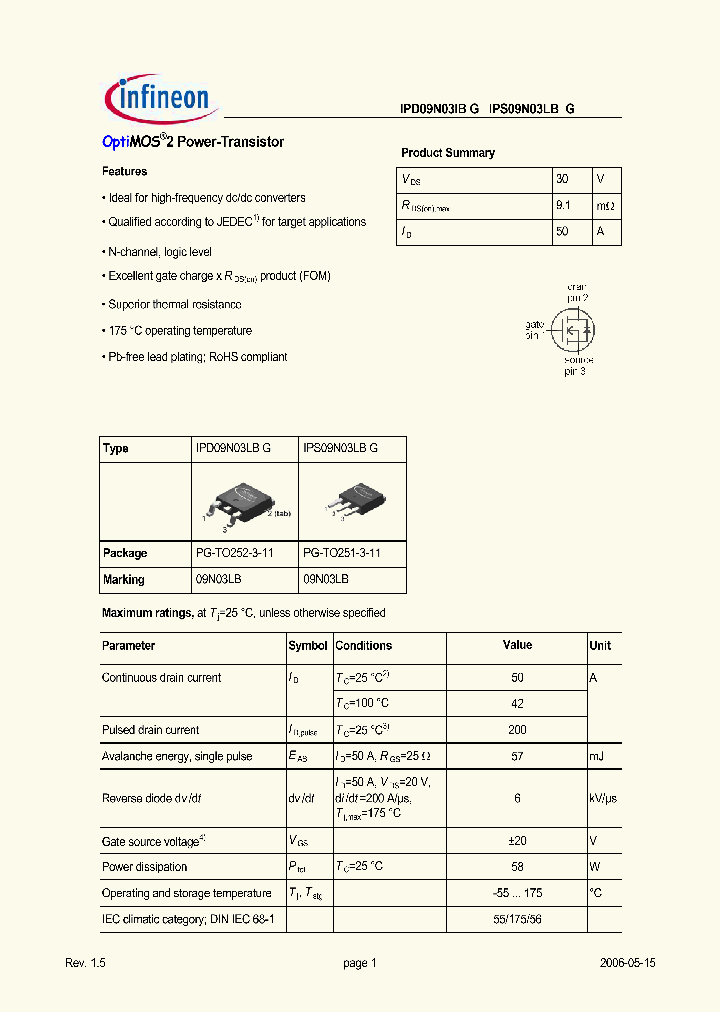 IPD09N03LBG_549306.PDF Datasheet