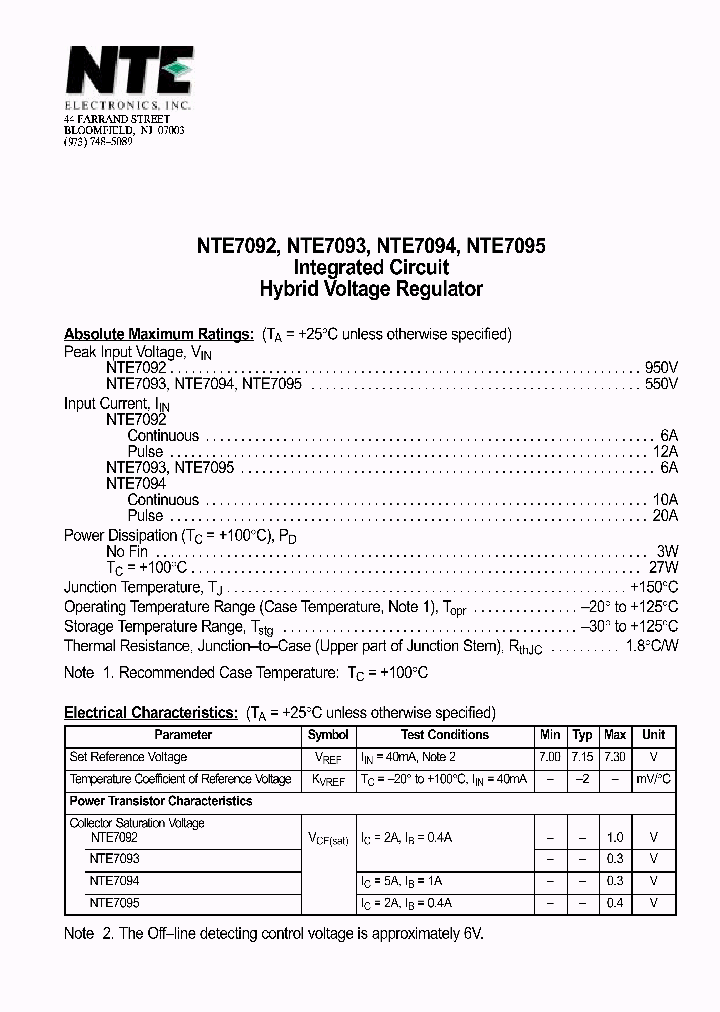 NTE7095_503346.PDF Datasheet