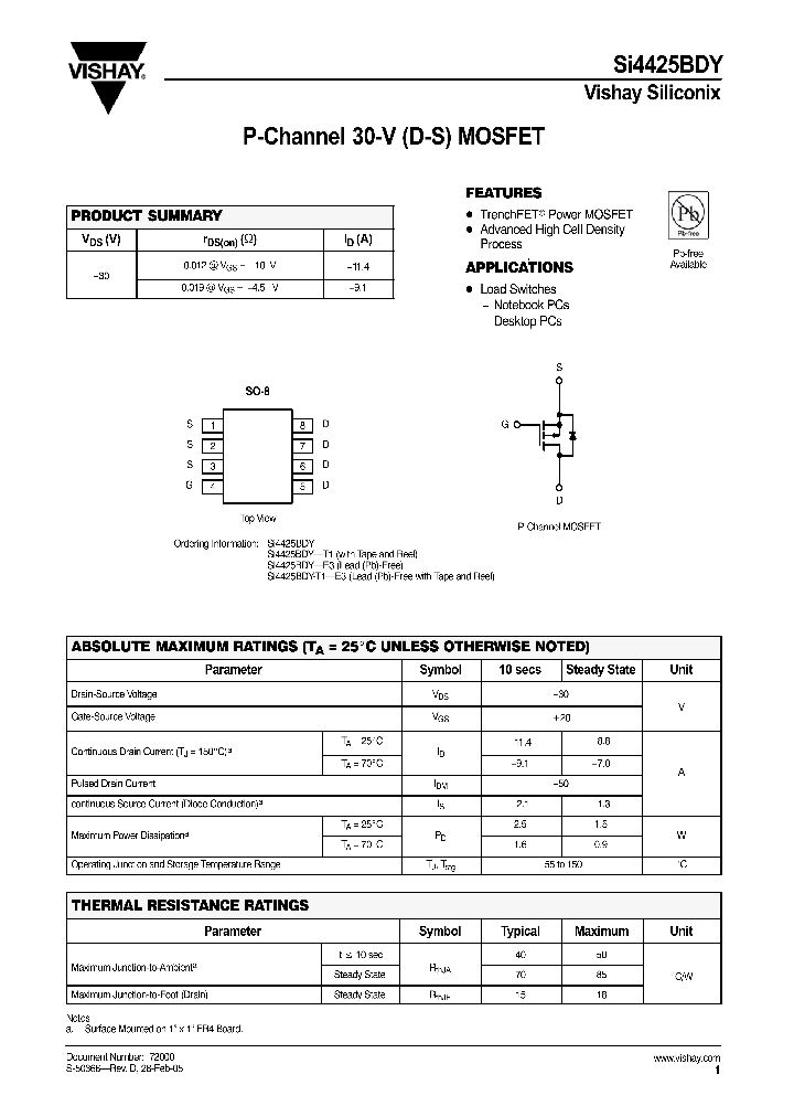 SI4425BDY_542134.PDF Datasheet