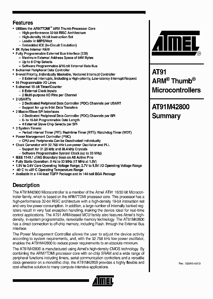 AT91M42800-33CI_613531.PDF Datasheet