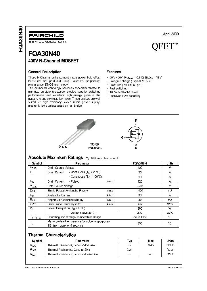 FQA30N40_586899.PDF Datasheet