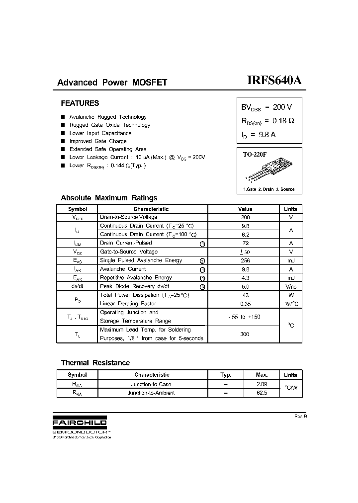 IRFS640A_618372.PDF Datasheet