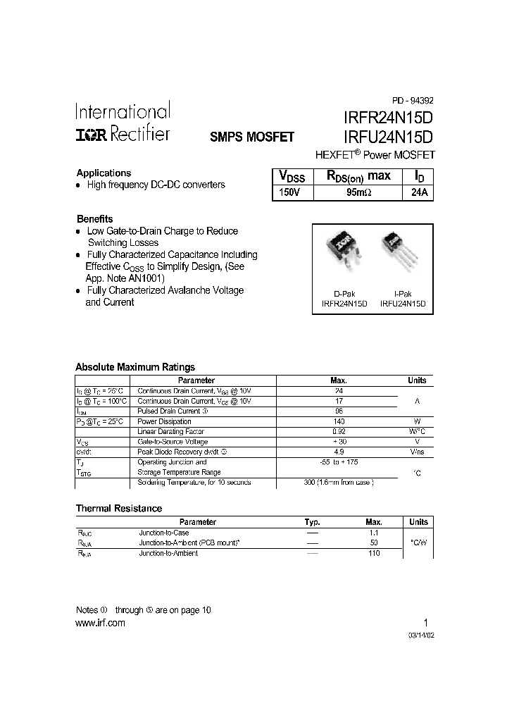 IRFR24N15D_289652.PDF Datasheet