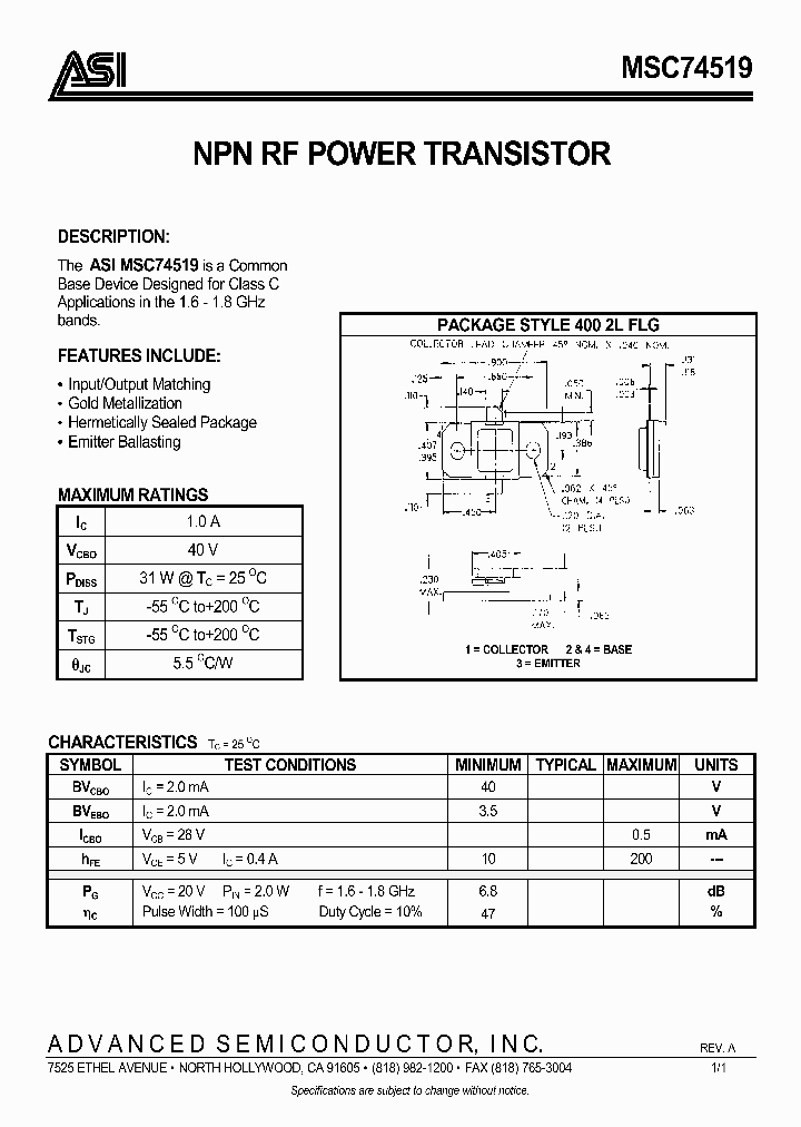 MSC74519_650353.PDF Datasheet