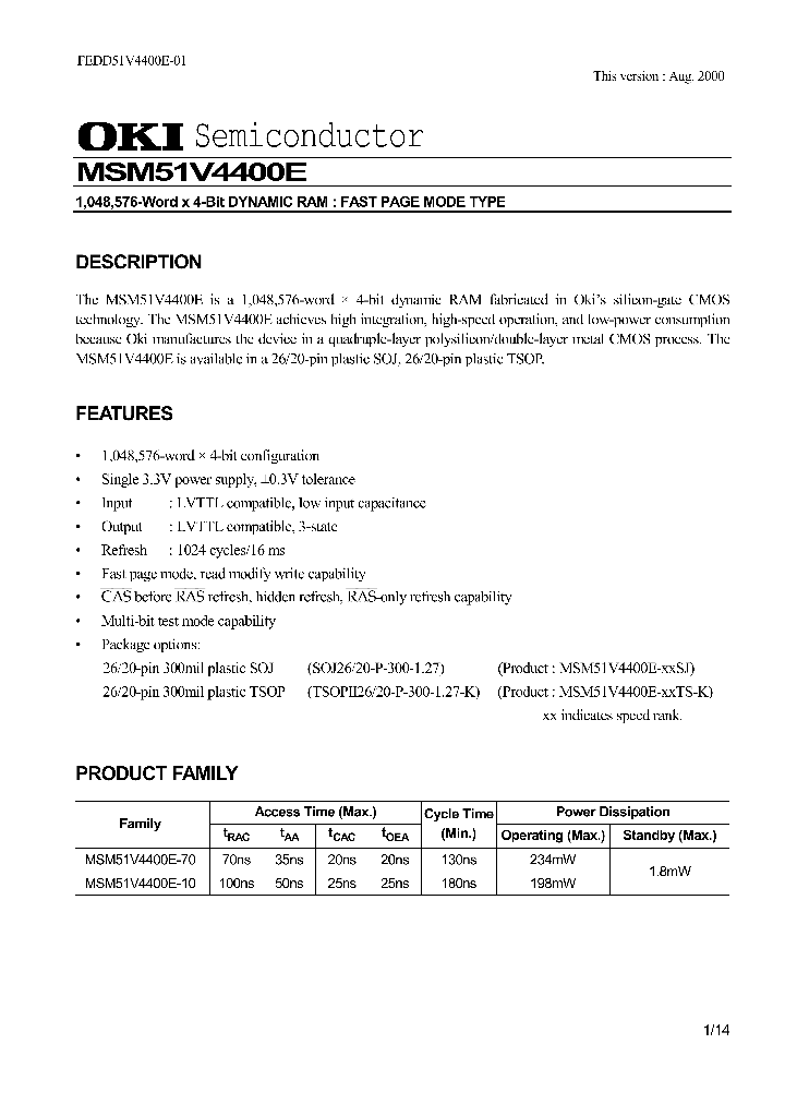 MSM51V4400E_616430.PDF Datasheet