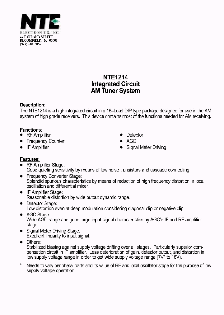 NTE1214_629824.PDF Datasheet