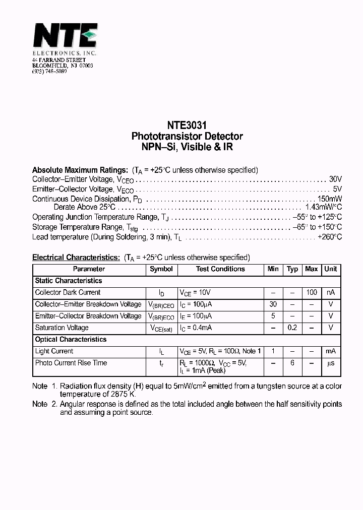 NTE3031_710362.PDF Datasheet