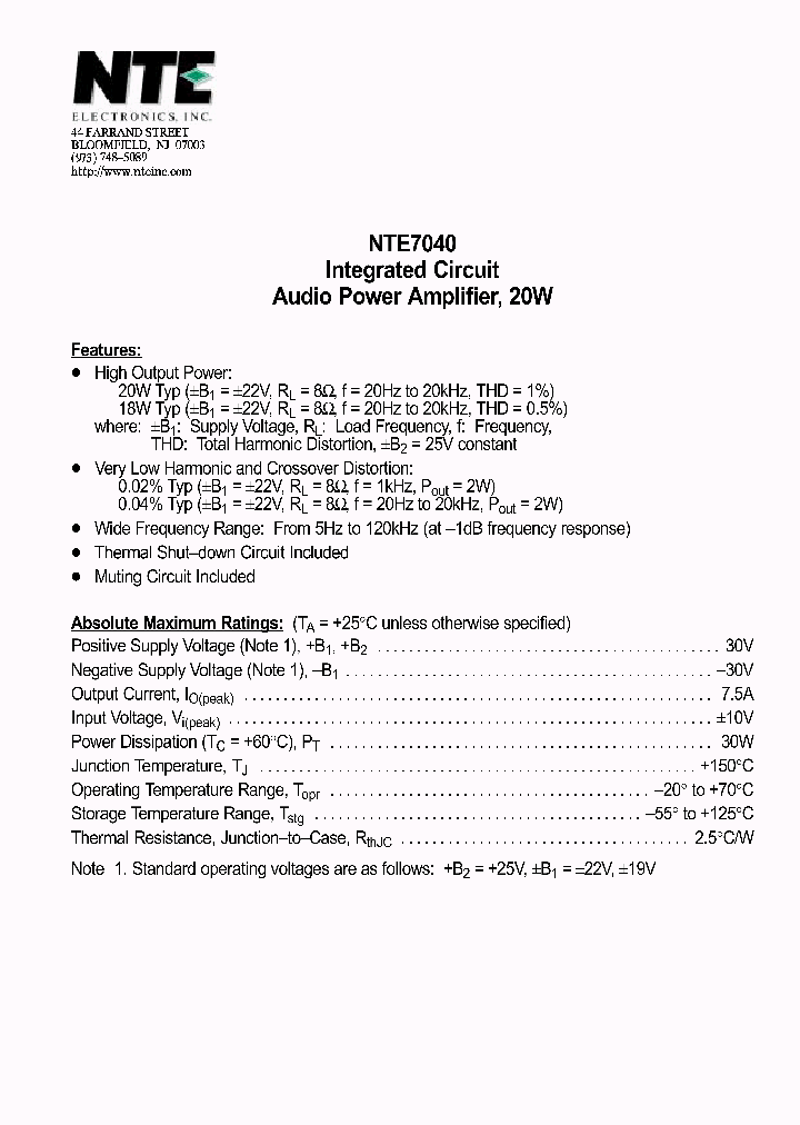 NTE7040_761805.PDF Datasheet
