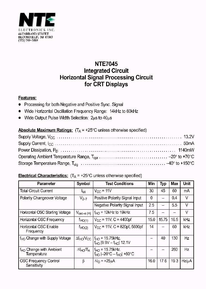 NTE7045_761816.PDF Datasheet