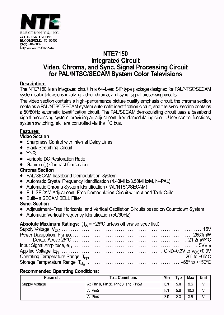 NTE7150_683426.PDF Datasheet
