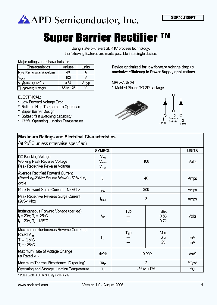 SBR40U100PT_599405.PDF Datasheet