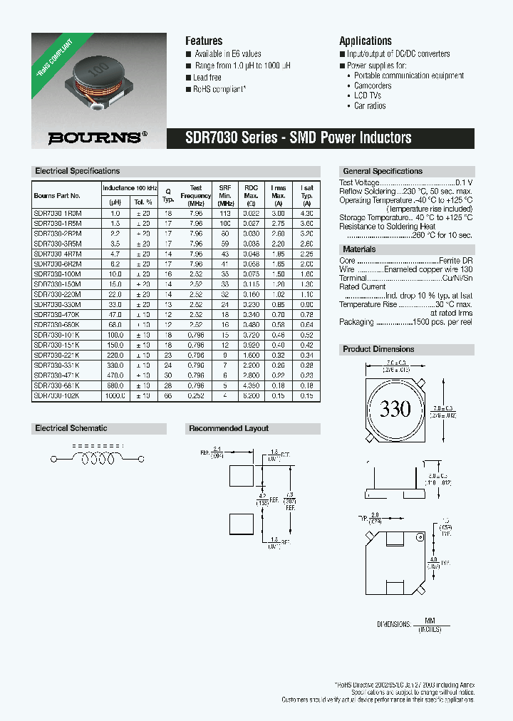 SDR7030-100M_695383.PDF Datasheet