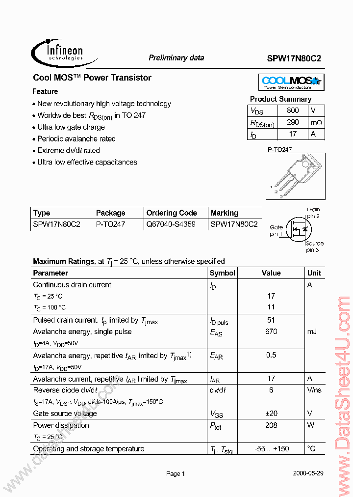 SPW17N80C2_671291.PDF Datasheet