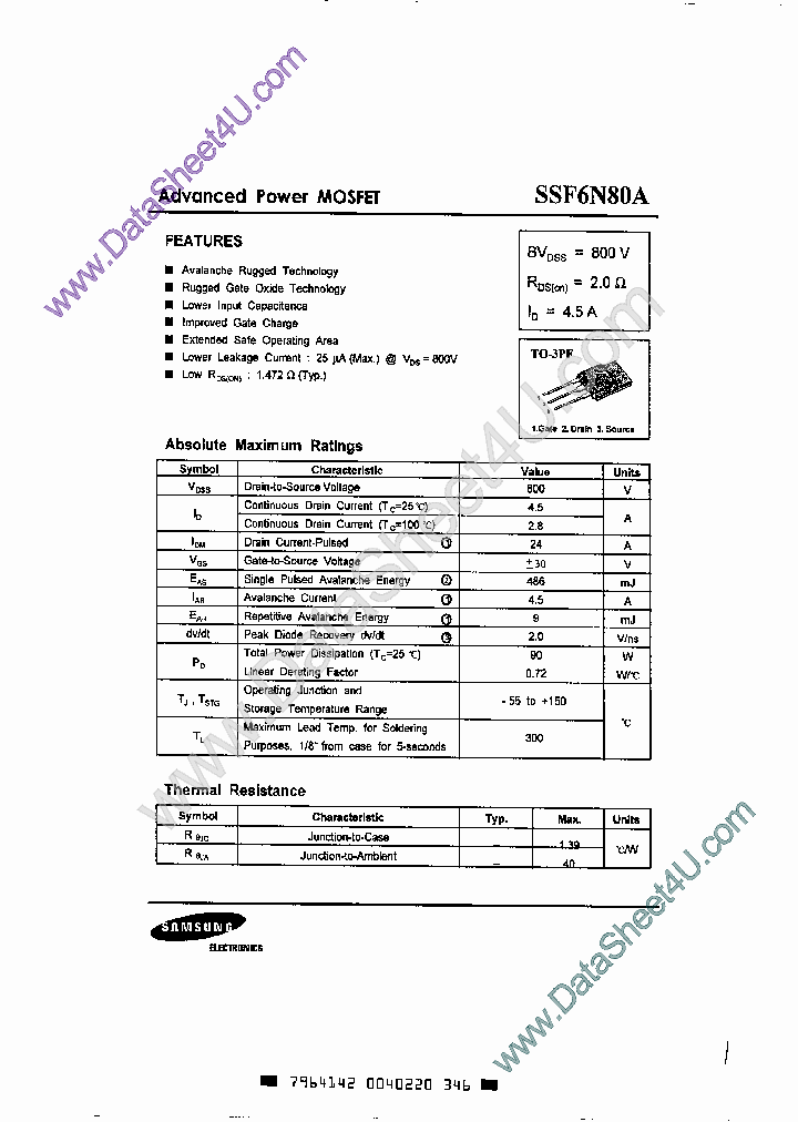 SSF6N80A_689264.PDF Datasheet