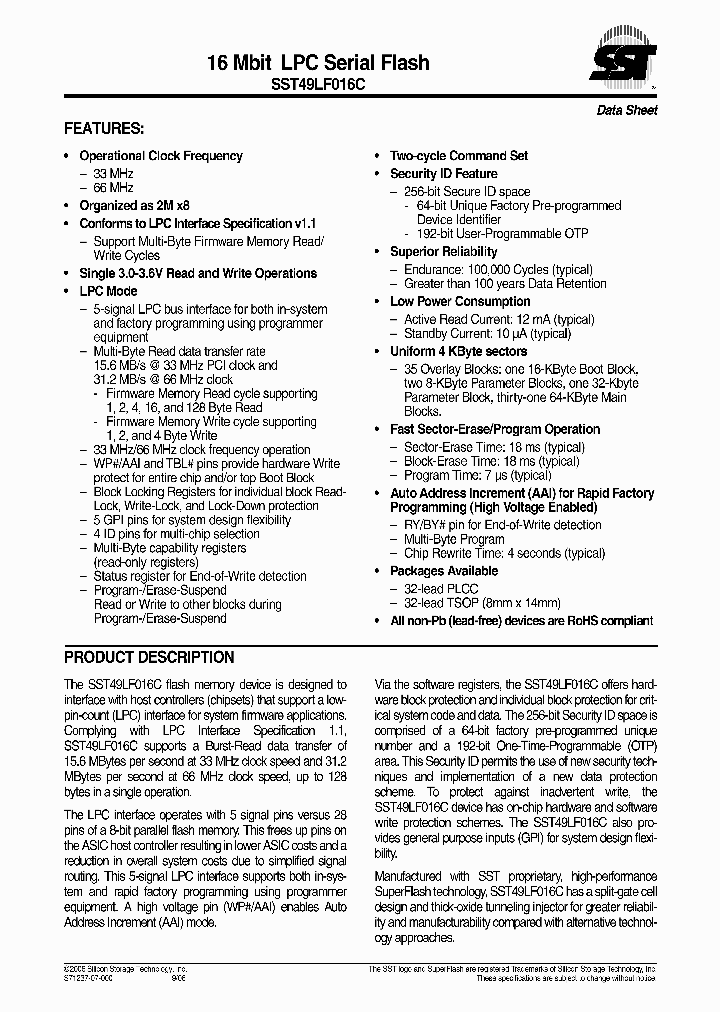 SST49LF016C-66-4C-NHE_736544.PDF Datasheet