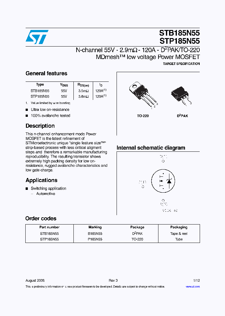 STB185N55_560802.PDF Datasheet