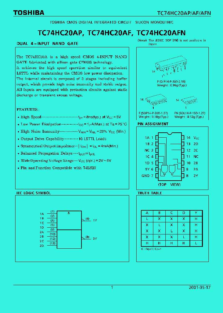 TC74HC20AF_169191.PDF Datasheet