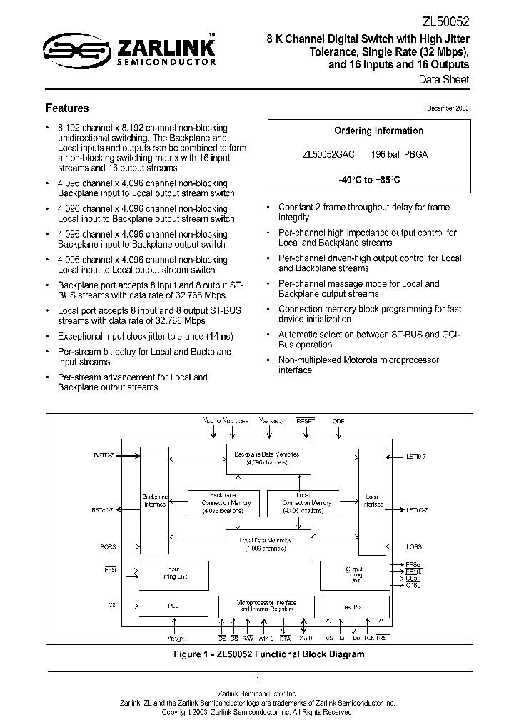ZL50052_736951.PDF Datasheet