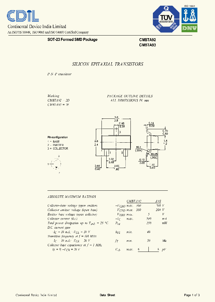 CMBTA93_633635.PDF Datasheet