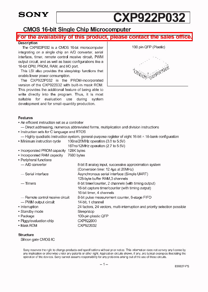 CXP922P032_791086.PDF Datasheet