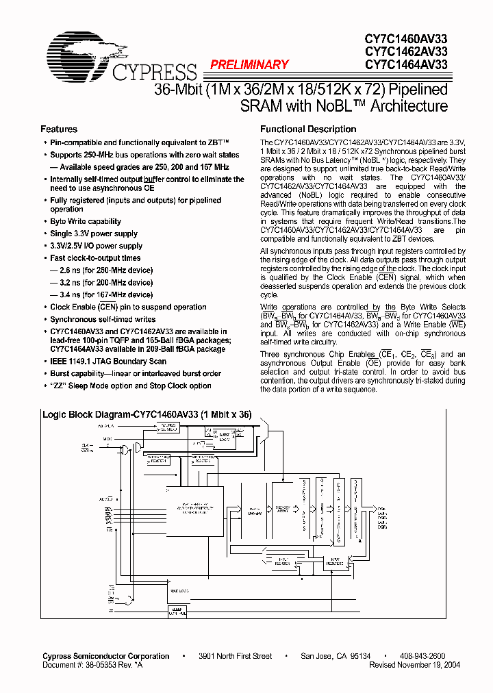 CY7C1464AV33-167BGXC_684227.PDF Datasheet