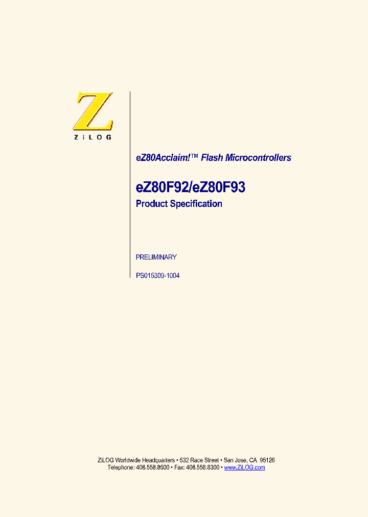 EZ80F92_1145932.PDF Datasheet