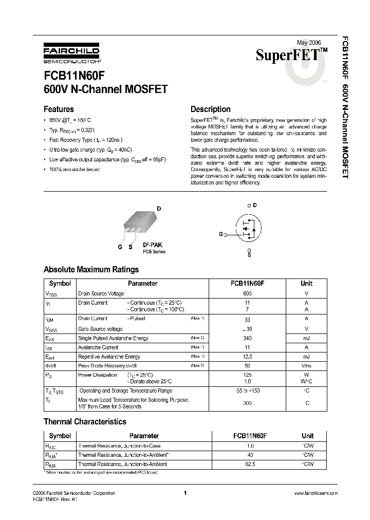 FCB11N60F_1115847.PDF Datasheet