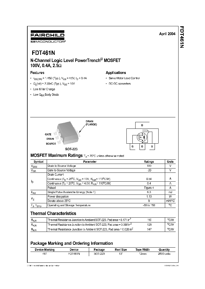 FDT461N_950400.PDF Datasheet