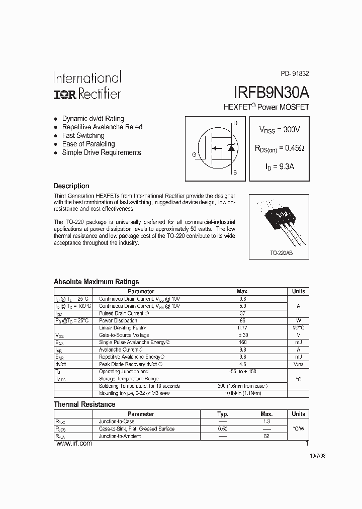 IRFB9N30A_857673.PDF Datasheet