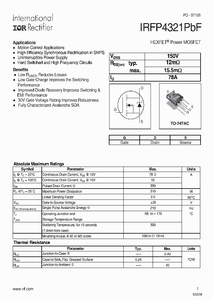 IRFP4321PBF_932060.PDF Datasheet