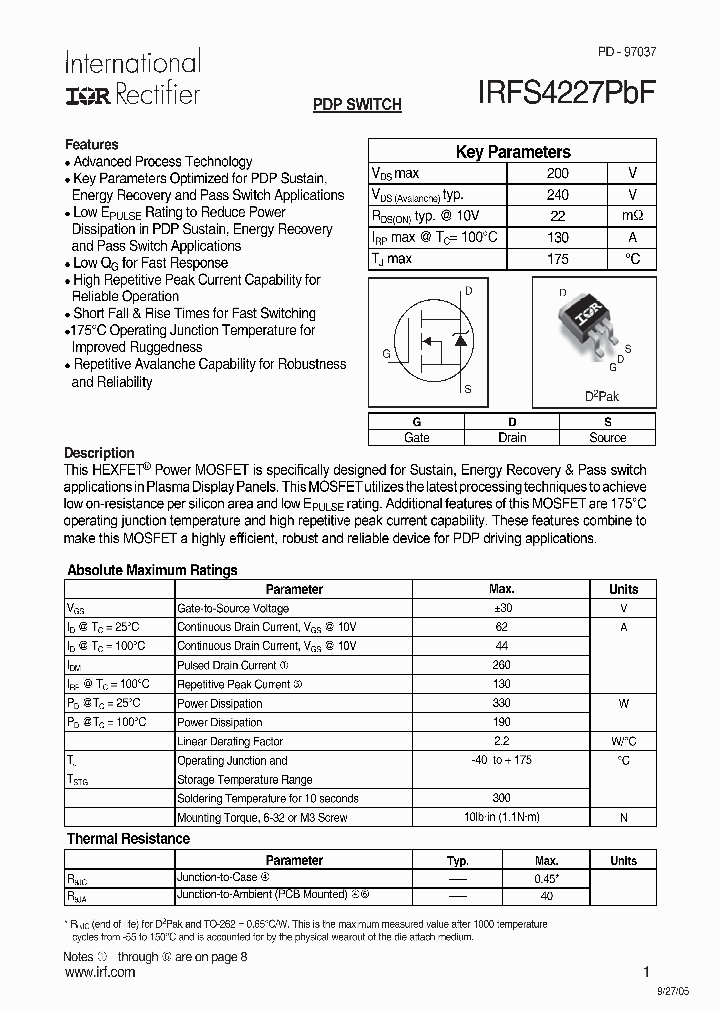 IRFS4227PBF_605736.PDF Datasheet