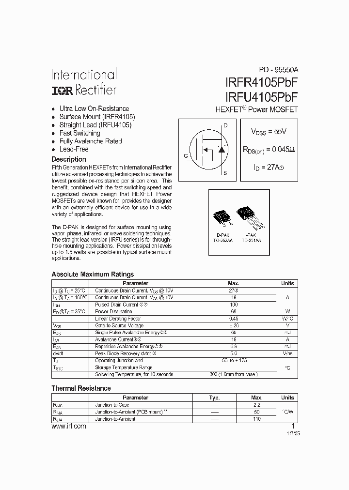 IRFR4105PBF_773674.PDF Datasheet