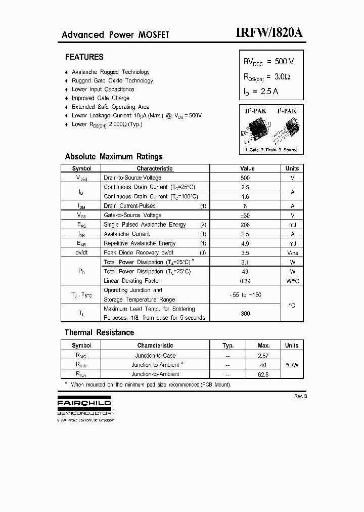 IRFW820A_713235.PDF Datasheet