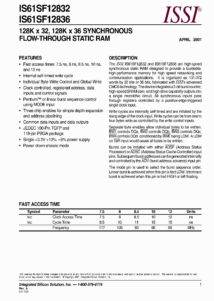 IS61SF12832-10TQ_827492.PDF Datasheet