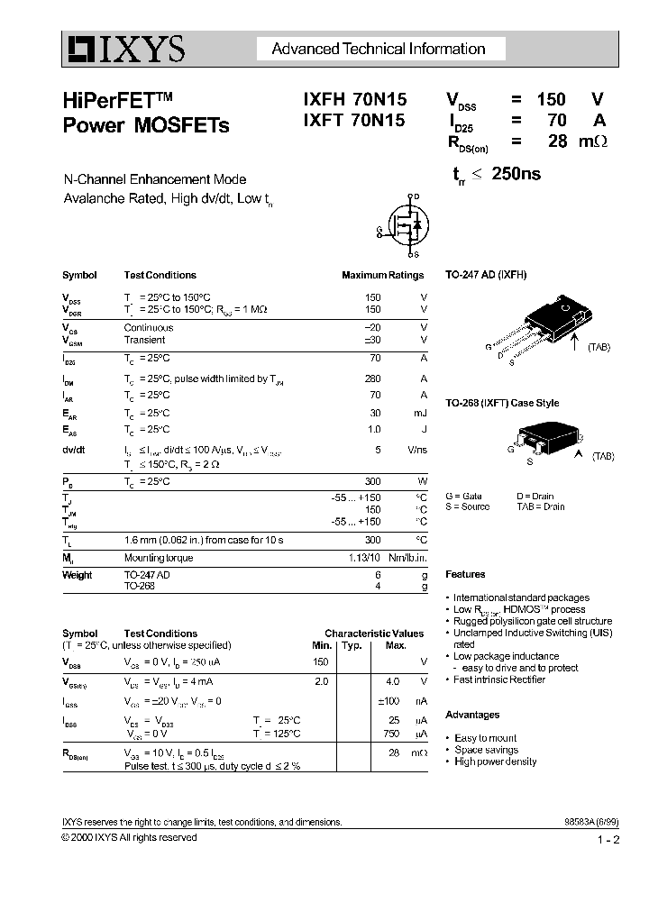 IXFT70N15_637950.PDF Datasheet