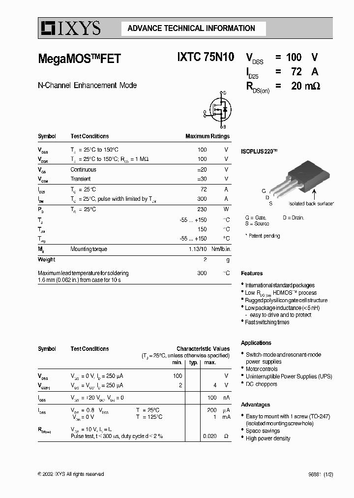 IXTC75N10_665668.PDF Datasheet