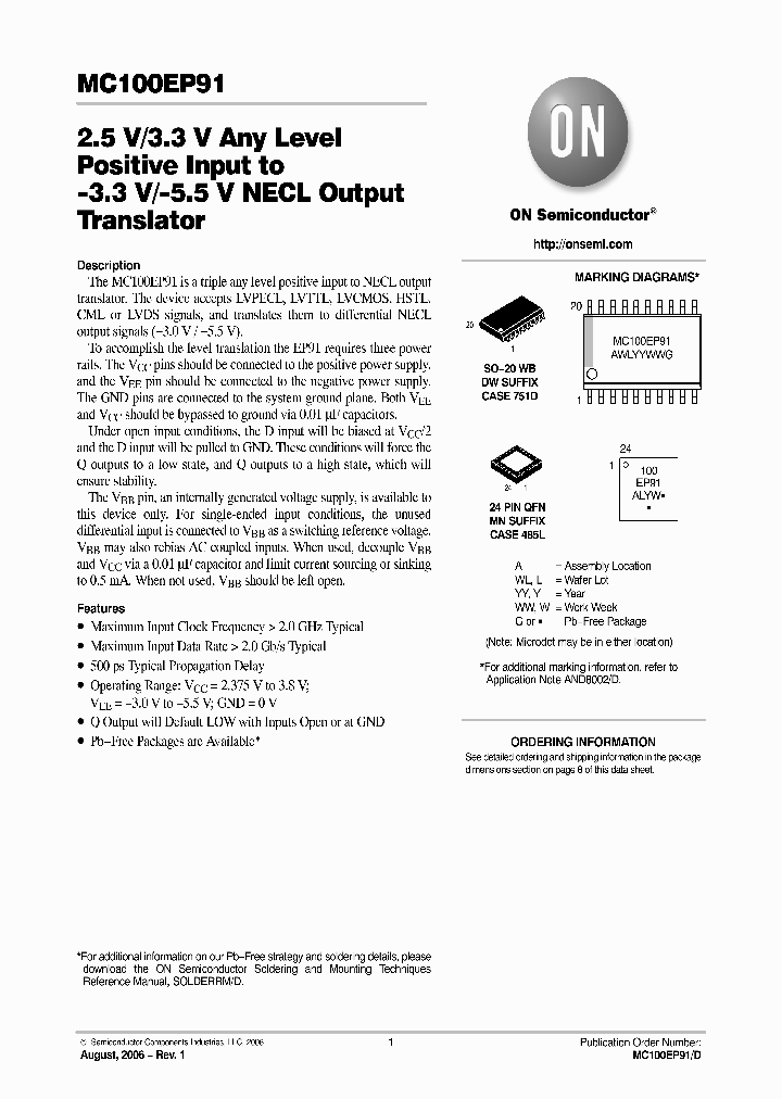 MC100EP91_705307.PDF Datasheet