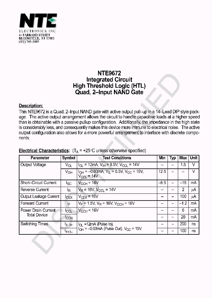 NTE9672_1021190.PDF Datasheet